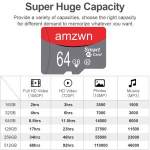Carte SD à grande vitesse SMART 128 Go Carte mémoire Adaptateur SD gratuit 64 Go Cartes TF CARTES 32 Go