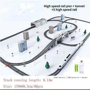 Hogesnelheidstrein Elektrische Spoor Trein Model Spoor Speelgoed Hoge Simulatie Model Speelgoed Monteren Set Kinderen Speelgoed voor Jongen 240105