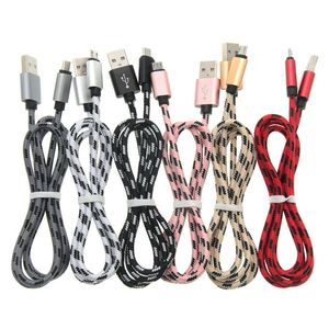 Hoge snelheid USB C -kabeltype C Oplaadkoord metalen behuizing 2A Synchronisatie Noorden Gevlochten gegevens snelle opladerkabel Micro USB 8 voor mobiele telefoons