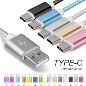 Câbles USB haute vitesse Type C synchronisation des données charge épaisseur du téléphone câble micro chargeur tressé fort