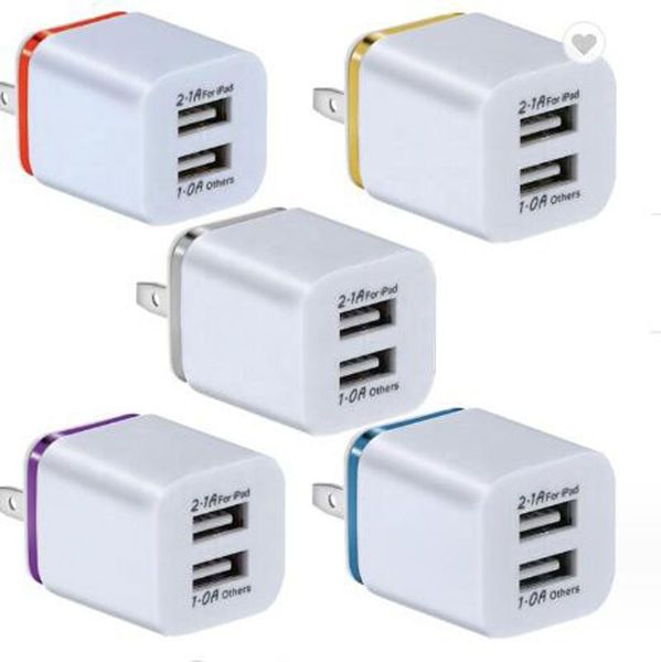 Cargador de pared de alta velocidad 5V 2.1A Adaptador de 2 puertos de alimentación USB dual para iPhone 7 8 plus x 11 12 13 14 15 samsung xiaomi lg teléfono móvil inteligente enchufe de EE. UU.