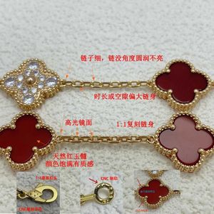 Bracelet de bracelet haut standard Bracelet en argent pur avec des fleurs Jade rouge en or blanc et avec Vnain commun