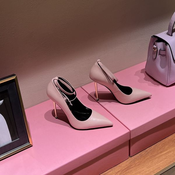 haute qualité talon aiguille sandale designer robe chaussures rose sandales élégantes 8cm parti boîte de nuit chaussures cristal argent semelles femmes pompes d'été margot bijou de haute qualité