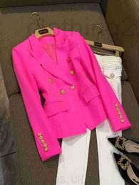 High street 2021 designer femme élégant blazer à manches longues double boutonnage lion bouton veste classique mince all-match style