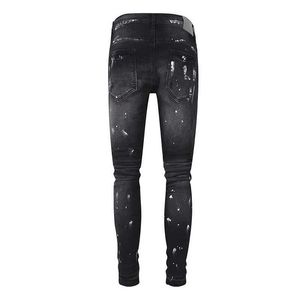 Peinture noire de rue haute jeans pourpre en difficulté pantalon de haute qualité 1 1 28-40 taille