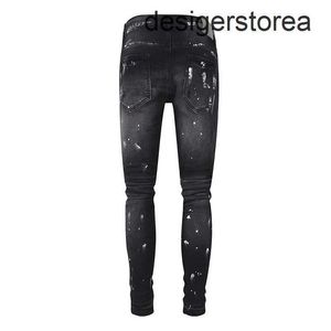 Peinture noire de rue haute jeans pourpre en difficulté pantalon de haute qualité 1 1 28-40 taille