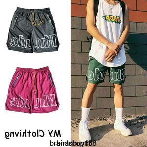 High Street marca moda americana Rh pantalones cortos casuales estilo universitario para hombre hasta la rodilla recto entrenamiento de baloncesto deportes