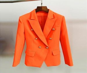 High Street Classic Barokke Designer Blazer Womens Metal Lion Buttons Dubbele borsten Blazer Orange 2207052410107