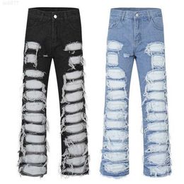 High Street Damaged Patch Cat moet oude jeans met rechte pijpen wassenr700