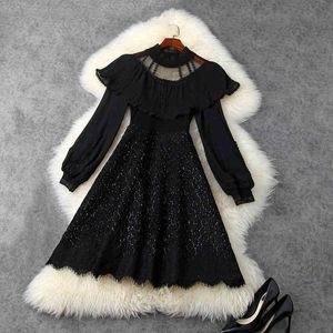 HIGH STREET est Designer Dress Femmes Volants Tricot Patchwork Shimmer 210521