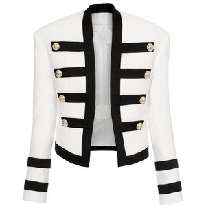 High Street Est Designer Jacket Dameskleur Blokkers Kraagloze Leeuw Knoppen Band 210521