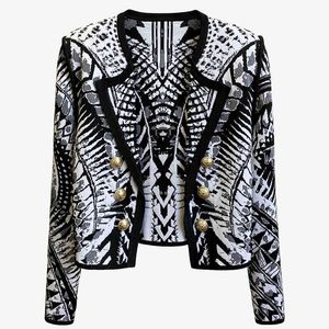 High Street Est Designer Jacket Dames Lion Buttons Zebra Jacquard Knit Korte 210521