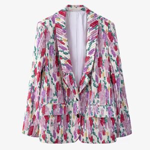 High Street Est Designer Jacket Dames Stijlvolle Losse Floral Print Geplooide Blazer 210521