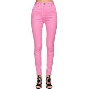 High Street EST Designer Jeans Femmes Top Couent Contrast Pantalon Pink Rose Denim 210521