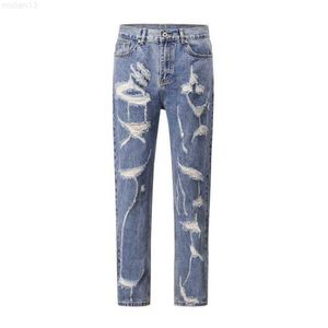 High Street – jean délavé vieux bleu brûlé, marque de mode, coupe Slim, petit pied, jambe droite, 5d1l