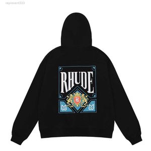 Rhude Hoodie High Street Fashion Los Angeles Poker Carte imprimée Coton Terry Men et Sweat à capuche WE21