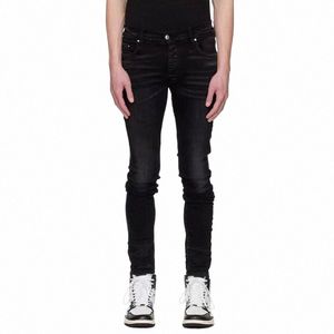 High Street Fi Hommes Jeans Rétro Noir Gris Stretch Skinny Ripped Jeans Hommes Marque Designer Hip Hop Denim Punk Pantalon Hombre v1i9 #