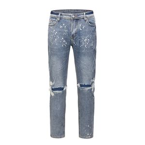 High street gat jeans heren gewassen vernietig oversized casual potloodbroek retro rechte losse baggy denim broek