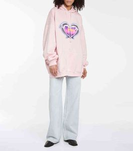 High Street Love Dolphin Pattern Large Overview Pink Hoodie Winter Leisure Hooded T220721