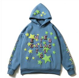 High Street men Letter Foam Stars Print hoodies Sweat à capuche en molleton pour hommes et femmes Retro Automne et Hiver Casual Pullover Sweats à capuche