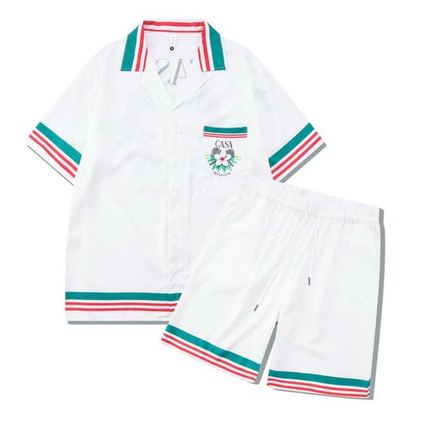 High Street Match Matching Flower Shirt Set Casa Cuban Collar Casual Shirt Short Shorts pour hommes à manches courtes
