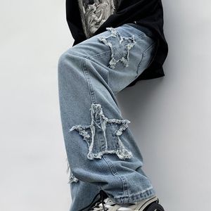 High Street herenjeans Mode Handdoekborduurwerk Bruin Baggy Herenbroek Y2K Kleding Rechte hiphop katoenen broek