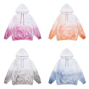 High Street Men Damesgradiënt Hoodies Designer Heren Handgeschilderde print Sweatshirts Modeparen Fleece Hooded Hoodie Size S-XL