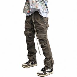 High Street Multi-poches Cordon Salopette Mens Straight Vibe Style Oversize Casual Cargo Pantalon Hip Hop Lâche Baggy Pantalon u3fI #
