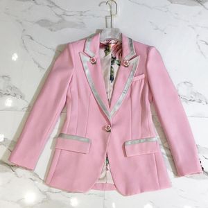 HIGH STREET Nuevo diseñador de invierno 2020 Elegante botón de rosa estampado dentro de la chaqueta de los blazers al por mayor