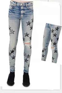 High Street New Style Ins Super Fire Étoile à cinq branches Broderie Tendance Polyvalent Simple Jeans Hommes