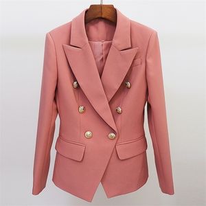 High Street Nieuwste 2020 Runway Designer Blazer Women S Classic Lion Buttons Double Breasted Slim Fitting Blazer Jacket LJ201021