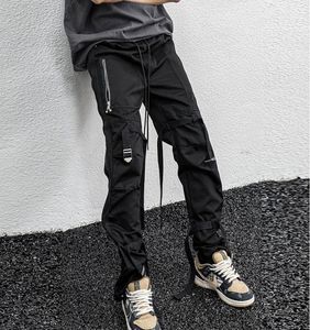 High Street Pockets Side Zipper Cargo Pants Mens Oversized overalls Losse hiphop casual broek4615229