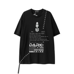 Street Punk Functional Style Imprimé Ribbon Design Fell Round Round Cou T-shirt à manches courtes