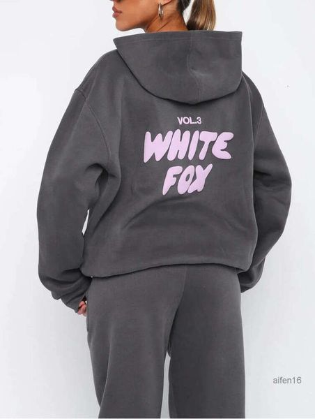 Ropa deportiva de calle White Fox Sudadera con capucha Diseñador Mujer Conjuntos de chándal Dos piezas Ropa de 2 piezas Ropa Deportiva Jersey de manga larga con capucha Oferta