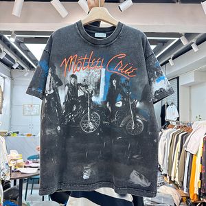 High Street Tees T-shirts Heren Eur-maat Oversized geschilderd shirt Suprior bedrukte Amerikaanse maat T-shirts Echte foto's