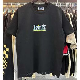 High Street Tide Marque Kith T-shirts Street View Imprimé à manches courtes à manches courtes Tile Kith Kith pour hommes et femmes Tee Cotton Tops 8329