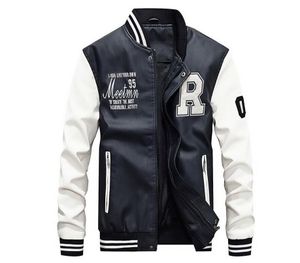 Collage vestes de Baseball hommes lettre broderie Faux cuir pilote veste mâle moto luxe polaire Bomber hommes manteaux M-4XL