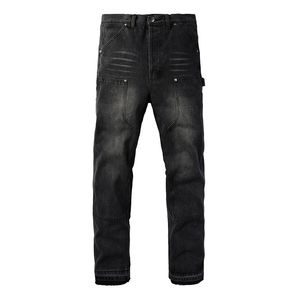 High Street Vintage Tooling Lumberjack Jean droit ample multi-poches gris noir