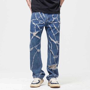Pantalon de tube droit lavage en vrac pour hommes pour hommes jeans effilés pantalon