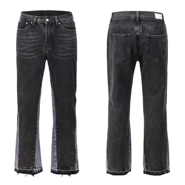 High Street Wind Wash, Jean évasé épissé déconstruit Noir foncé Pantalon large pour homme et femme{category}