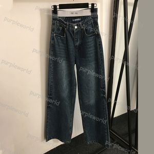 Blue Jeans Womens Designer Wide Leg Baggy Fashion Klassieke hoog getailleerde casual jeans met rechte pijpen