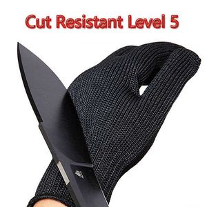 High-strength Anti Cut Resistant Safety Gloves Grade Level 5 Protection Kitchen for Fish Meat Cutting Black Steel Wire Metal Mesh Butcher