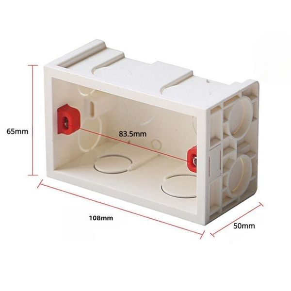 Caja de montaje rojo blanco incorporado de alta resistencia, adecuada para el enchufe de interruptor de pared estándar de 118 mm*72 mm