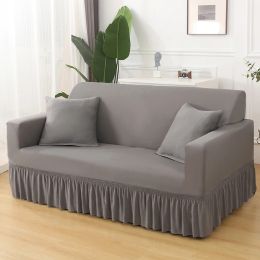 Hoge stretch duurzame meubels beschermer met rok bodem wasbare vlekbestendige bankafdekking gemakkelijk gemonteerde elastische slipcover