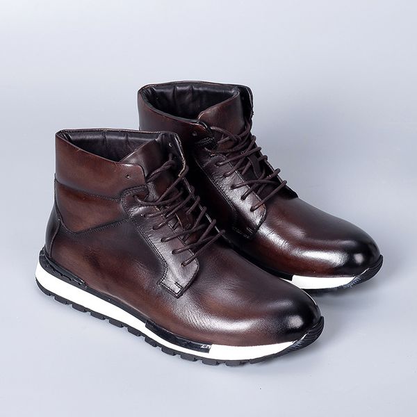 High Style Ankle British Winter Top Vintage Leather Both Boots Men's Casual Business Botas Para Hombre A3 986