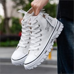 Botas para hombres transpirables altas lienzos transpirables Plataforma casual Black White Blue inspirado en neumáticos de motocross Men Sneakers Sport de alta calidad buen servicio bajo a 623