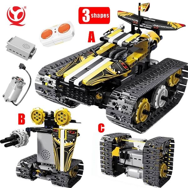 High Tech RC Car Tracked Stunt Racing 3IN1 Télécommande Robot Blocs de construction électriques MOC Creator STEM Jouets pour enfants Cadeaux 220715