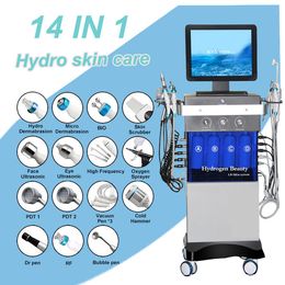 Machine de microdermabrasion 14 en 1, haute technologie, Jet d'eau et d'oxygène, raffermissement de la peau, hydratation, nettoyage en profondeur, rétrécissement des pores, marteau à glace