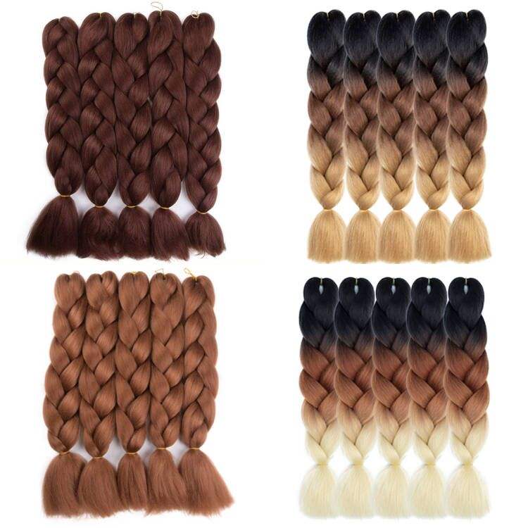 High Temperature Fiber Jumbo Braiding Hair Wholesale 100g 24 Inch Synthetic 3 Colors Ombre Extensions