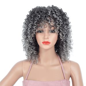Perruques bouclées Afro Kinky pour femmes noires Fibre haute température Mixte Brown et Blonde Couleur Synthetic Short